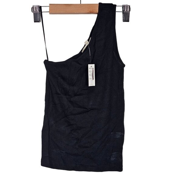 Madewell Brightside Rib One-Shoulder Tank Top Slim Fit True Black Women Size XXS - Picture 6 of 15